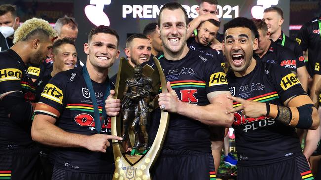 Nathan Cleary and Isaah Yeo lifted the trophy just five days ago. Pics Adam Head.