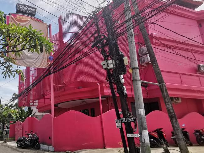 The Pink Palace in Bali, which was raided by police.