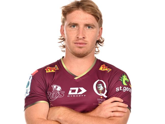 BRISBANE, AUSTRALIA - JANUARY 27: Tate McDermott poses during the Queensland Reds Super Rugby 2022 headshots session at Suncorp Stadium on January 27, 2022 in Brisbane, Australia. (Photo by Bradley Kanaris/Getty Images for Rugby Australia)