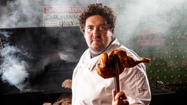 Chef Duncan Welgemoed cooking on his smoker at Africola. Picture by Matt Turner.