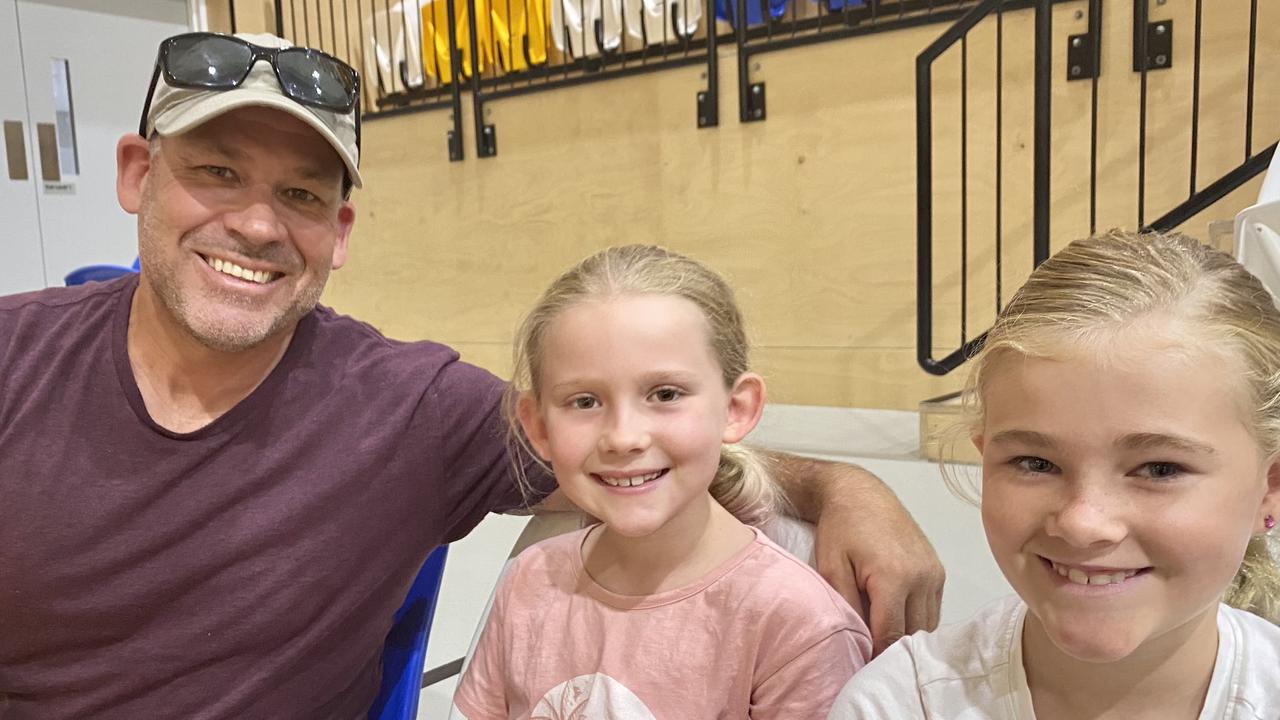 Ashley and Ivy Woods, 9 and Ava Rogan, 8 attend the Sunshine Coast Lightning school holiday clinic.