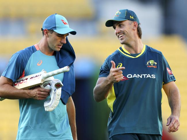 Pat Cummins and Mitchell Marsh are as thick as thieves. Picture: Hagen Hopkins/Getty Images
