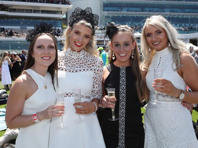 Angela Sparrow, Melissa Edwards, Amelia Sim and Christina Edwards enioy a day at the races. Picture: David Crosling.