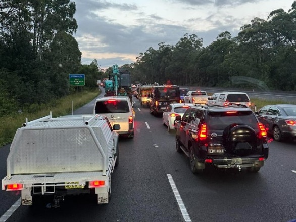 M1 Southbound blocked after a truck spilt metal debris. Picture: Facebook