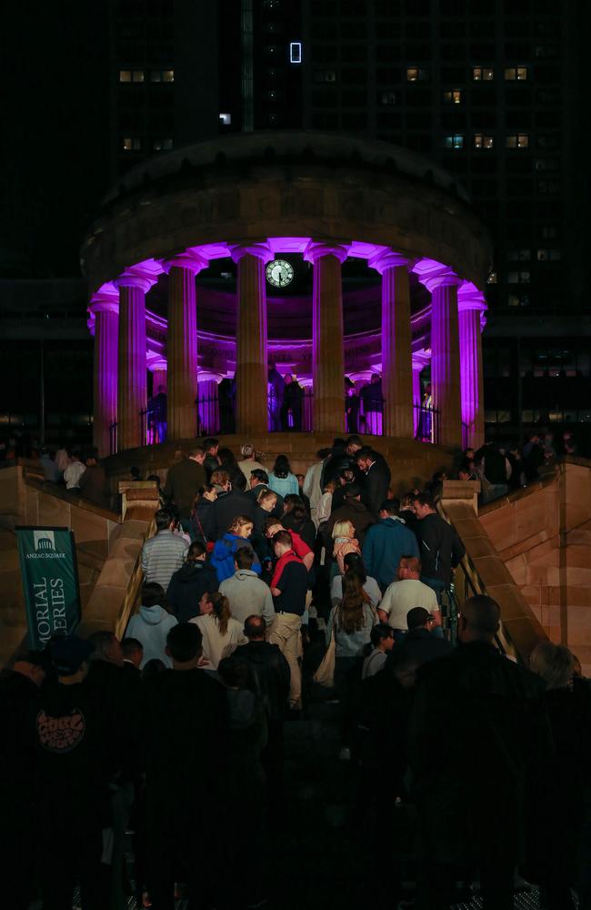 Thousands gather at Brisbane’s Shrine of Remembrance at the Dawn Service. Picture: NCA NewsWire / Glenn Campbell