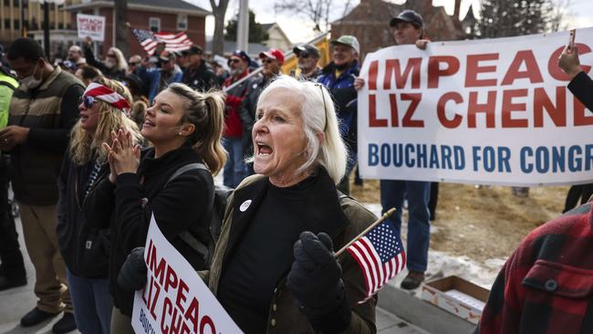 A rally against Liz Cheney in Cheyenne, Wyoming. Picture: AFP