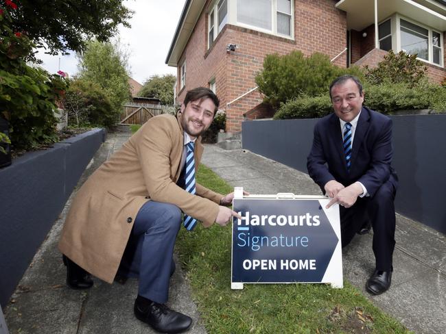 Harcourts property representatives Alex Spinks, left, and Mark Brudenell. Picture: Roger Lovell