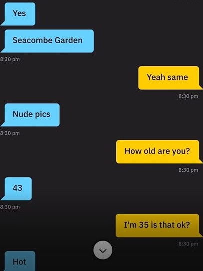 Father John Christodoulos chatting with another man on Grindr. Picture: Supplied