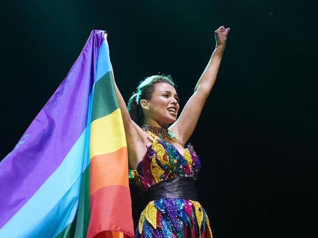 Singer Dannii Minogue performs at Rod Laver Arena 15 November 2017