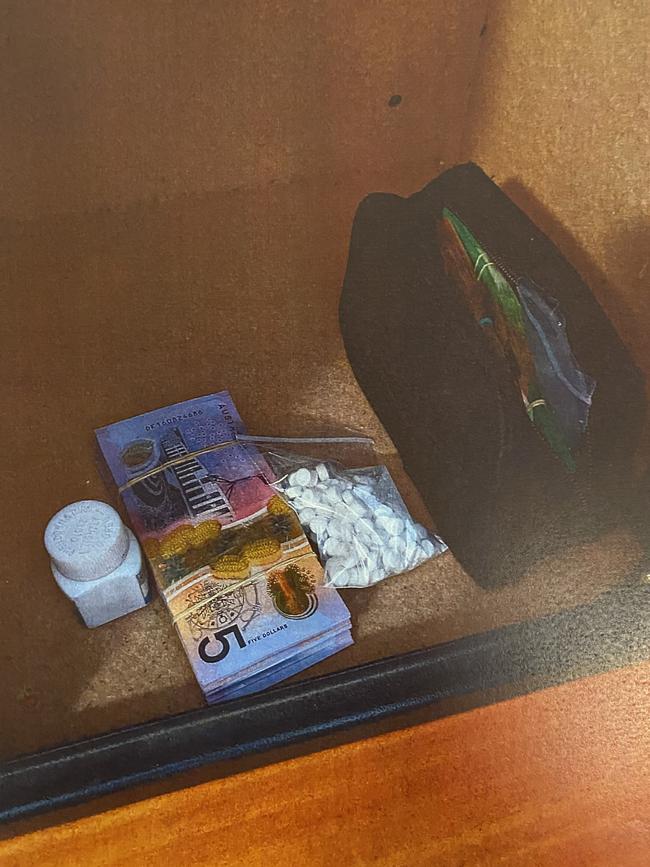 The contents of a safe at the home Jeremy Pope including cash, MDMA and methamphetamine. Picture: District Court