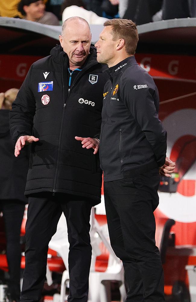 The Hawks and Power will meet again at Gather Round. Picture: Sarah Reed/AFL Photos via Getty Images