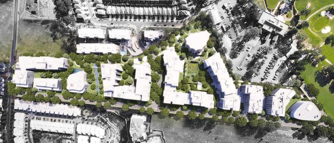 An aerial view of the Orchards Masterplan.