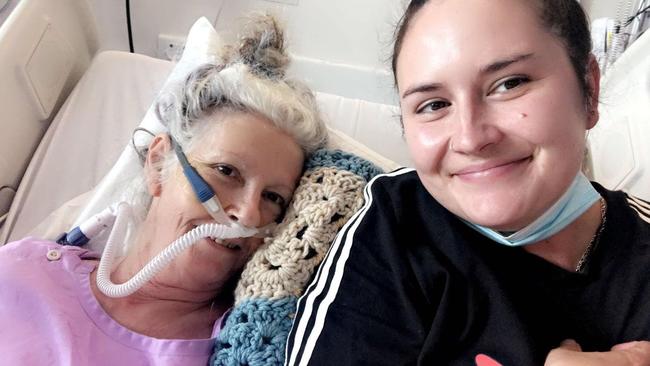 Donna Waring and her daughter Jade in Townsville hospital. Picture: Supplied