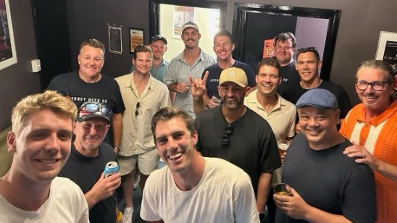 Australian cricketers with the Six &amp; Out band at The Gov in Adelaide. Photo: Facebook.