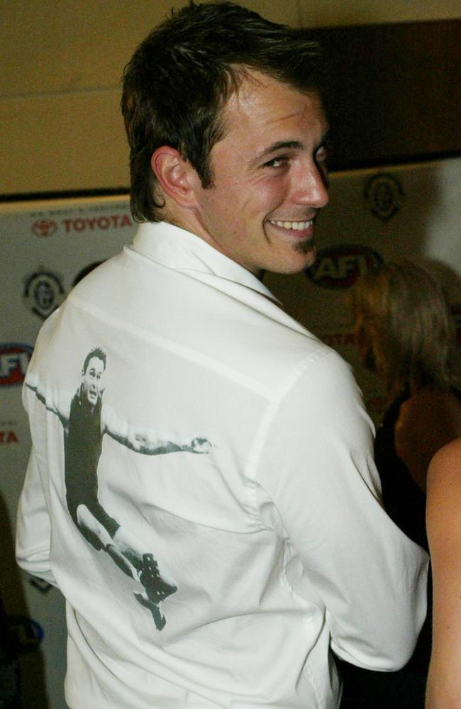 2004 - Actor Blair McDonough with Natalie Bassingthwaighte at Brownlow Medal presentation in Melbourne 20 Sep 2004. Picture: News Corp