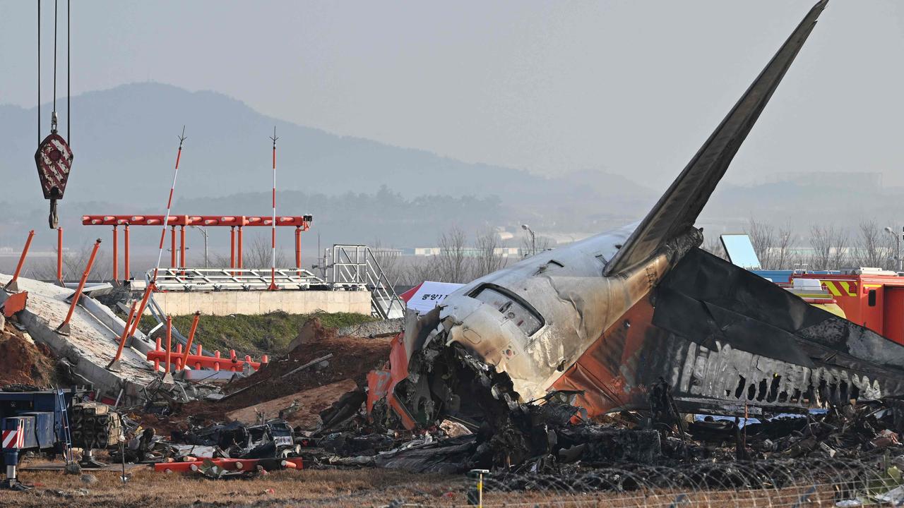 The Jeju Air Boeing 737-800 series aircraft crashed and burst into flames, some 288 kilometres southwest of Seoul on December 30, 2024. Picture: AFP.