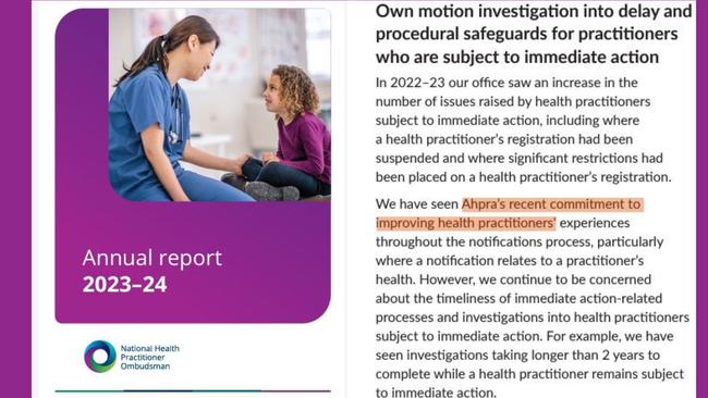 An excerpt from the National Health Practitioner Ombudsman annual report 2023-2024.