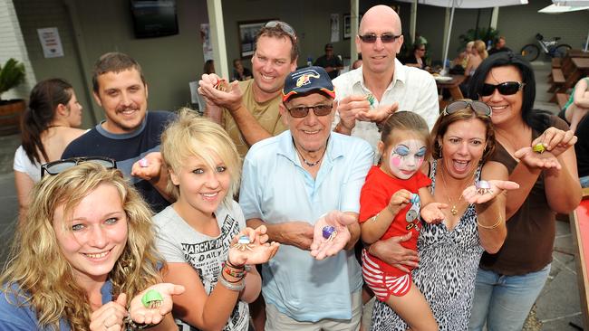 Crab racing at the Hoey Moey was a popular fundraiser for the Westpac Rescue Helicopter Service. Picture: Leigh Jensen