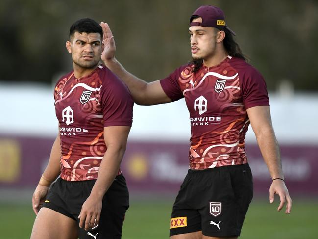 Tino Fa'asuamaleaui (R) has thrown his support behind his embattled mate. Picture: NRL photos