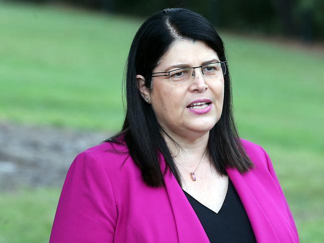 Back to school press conference by Annastacia Palaszczuk The Premier & Grace Grace Minister for Education at Seventeen Mile Rocks. Also present were nurses Ben Ballard, Beth Ballard and their kids Oliver (8) and Elkie (4).19th April 2020 Seventeen Mile Rocks AAP Image/Richard Gosling