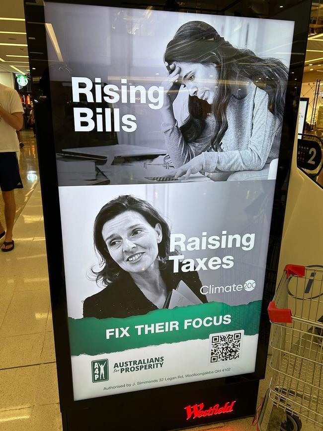 An Australians for Prosperity-funded advertisement displayed in a shopping centre. Supplied