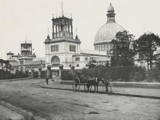 The Garden Palace from Macquarie St was almost 250m long and stretched from the State Library to the Conservatorium of Music in the Botanic Gardens. Picture: National Library of Australia