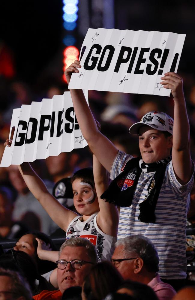 Collingwood fans in Adelaide for Gather Round. Picture: Michael Willson/AFL Photos
