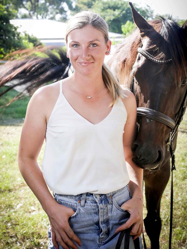 Jamie Kah with former racehorse Brax. Picture: Nicole Cleary