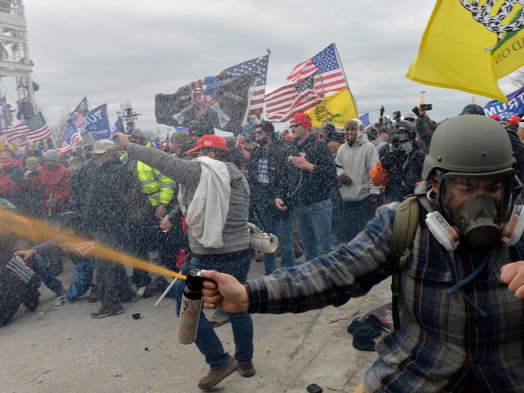 Trump supporters clash with police and security forces as people try to storm the US Capitol Building on January 6. Picture: Joseph Prezioso/AFP