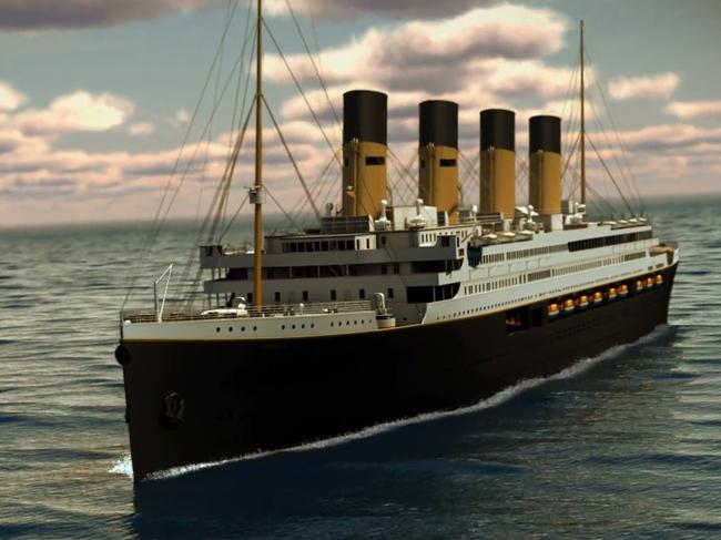 Screenshots of a promotional video previewing Clive Palmer's latest attempt to launch the Titanic II, anticipated to sail sometime in 2027. Photo: Supplied