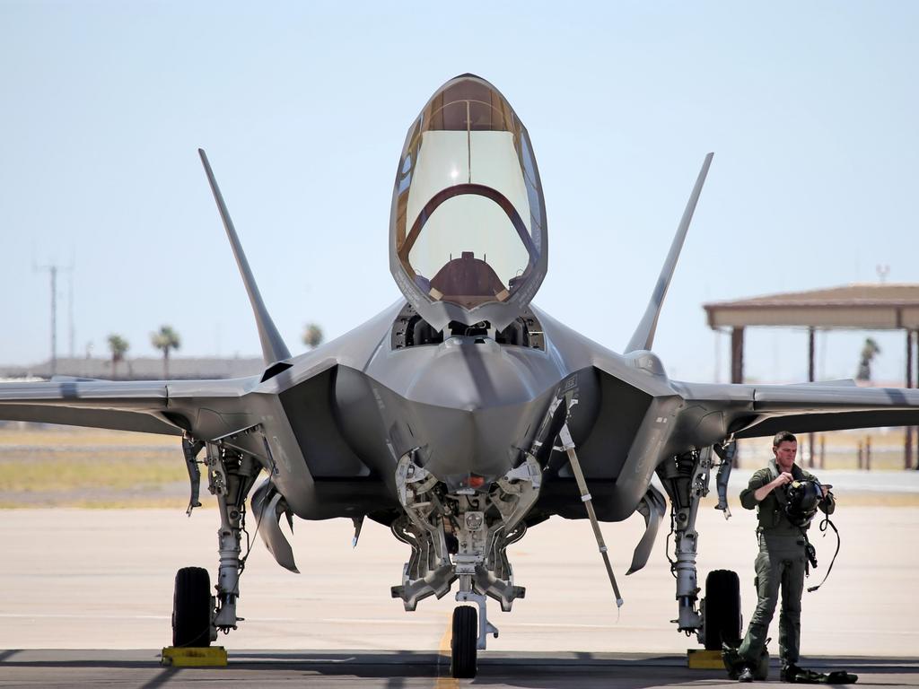 Australian Pilots training in the F35 fighter Jets Luke Airforce Base in Phoenix Arizona. Squadron Leader “Jacko” before a flight. Picture: Nathan Edwards