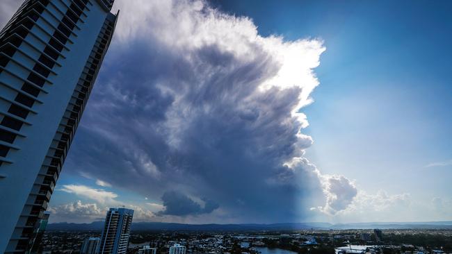 Storm clouds rolling in on the Gold Coast. (Taken from Surfers Paradise) Picture: NIGEL HALLETT