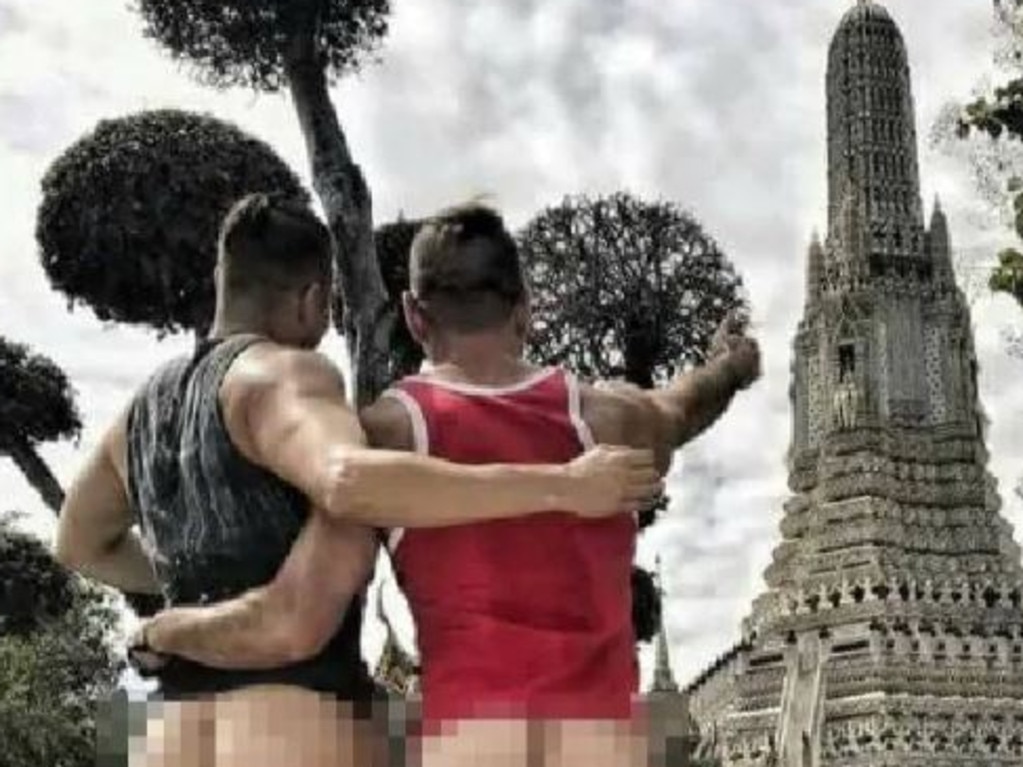 This bare-bottomed snap landed these tourists in a lot of trouble in Cambodia.