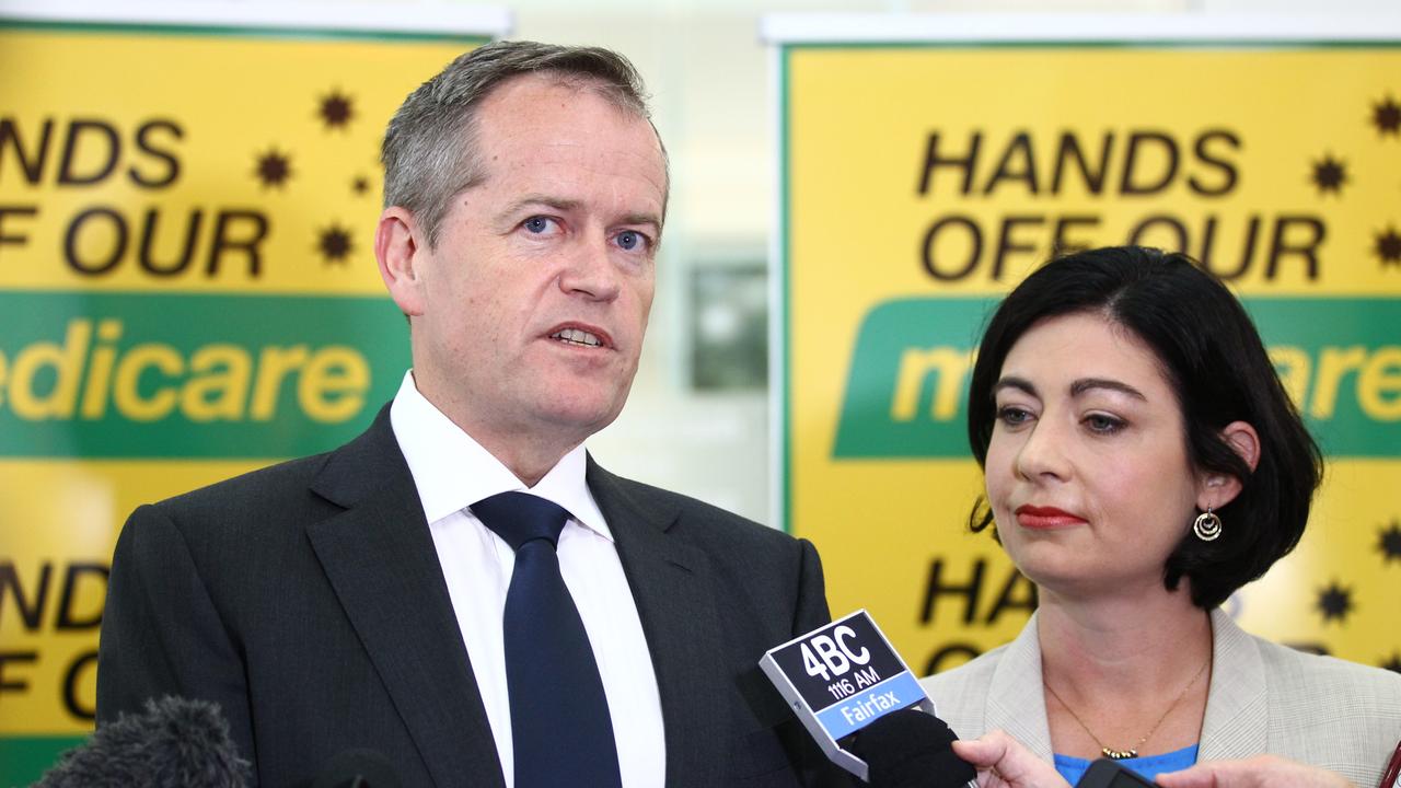 Then-Labor leader Bill Shorten during the 2016 campaign at a Hands off our Medicare event.