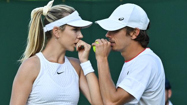 Katie Boulter and Alex de Minaur played mixed doubles at Wimbledon. Picture: Glyn Kirk / AFP