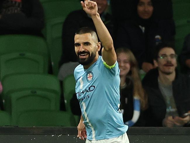 Aziz Behich celebrates a goal. Picture: Robert Cianflone/Getty Images