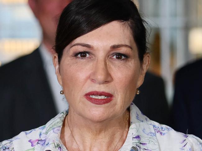 BRISBANE, AUSTRALIA - MAY 30, 2024: Queensland Communities Minister Leeanne Enoch during a press conference at the Balmoral State High School in Brisbane. Picture: Tertius Pickard