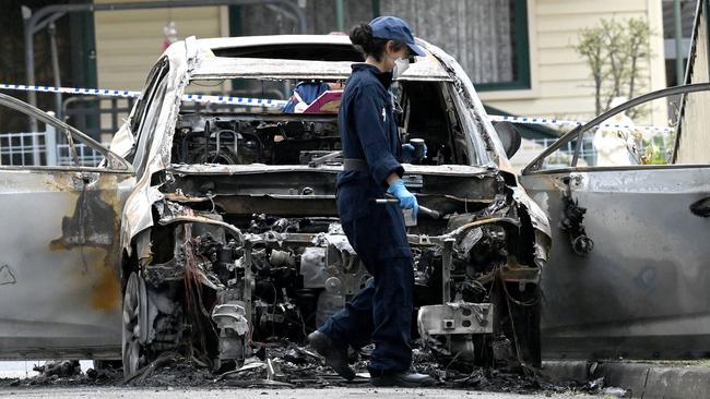 It’s believed this vehicle was used as a getaway car in the aftermath of the double-fatal shooting. Picture: NCA NewsWire / Jeremy Piper