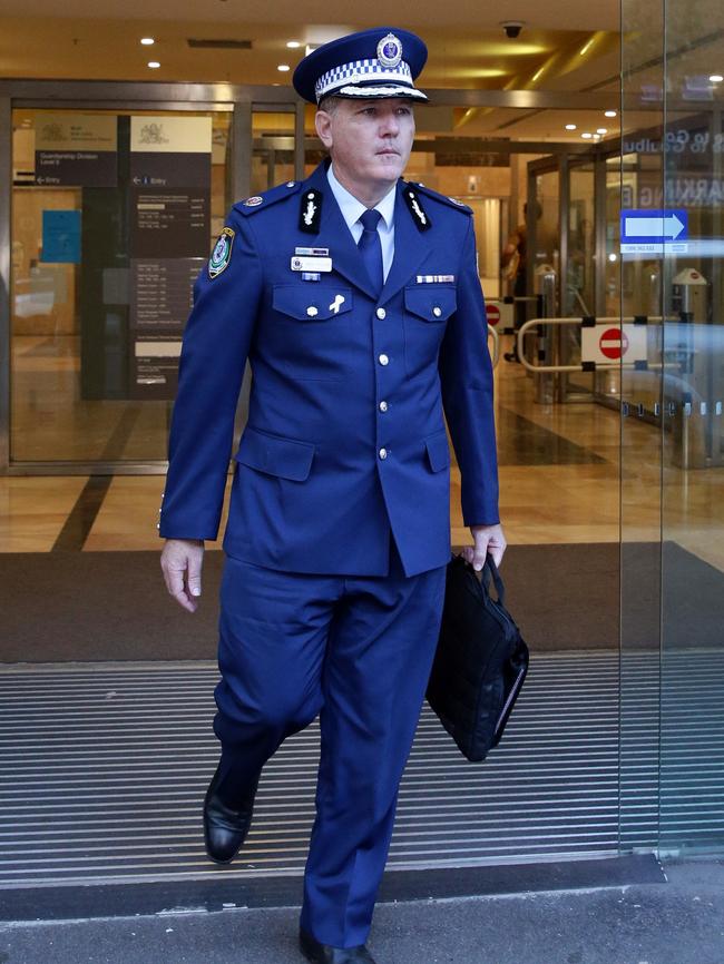 Assistant Commissioner Mick Fuller leaving the Lindt Cafe Siege Inquest. Picture: Craig Wilson