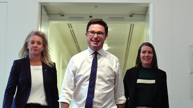 Senate leader Bridget McKenzie, Nationals leader David Littleproud and deputy leader Perin Davey all have shadow cabinet positions. Picture: Mick Tsikas