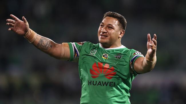 Josh Papalii celebrates victory over Souths. (Photo by Mark Metcalfe/Getty Images)