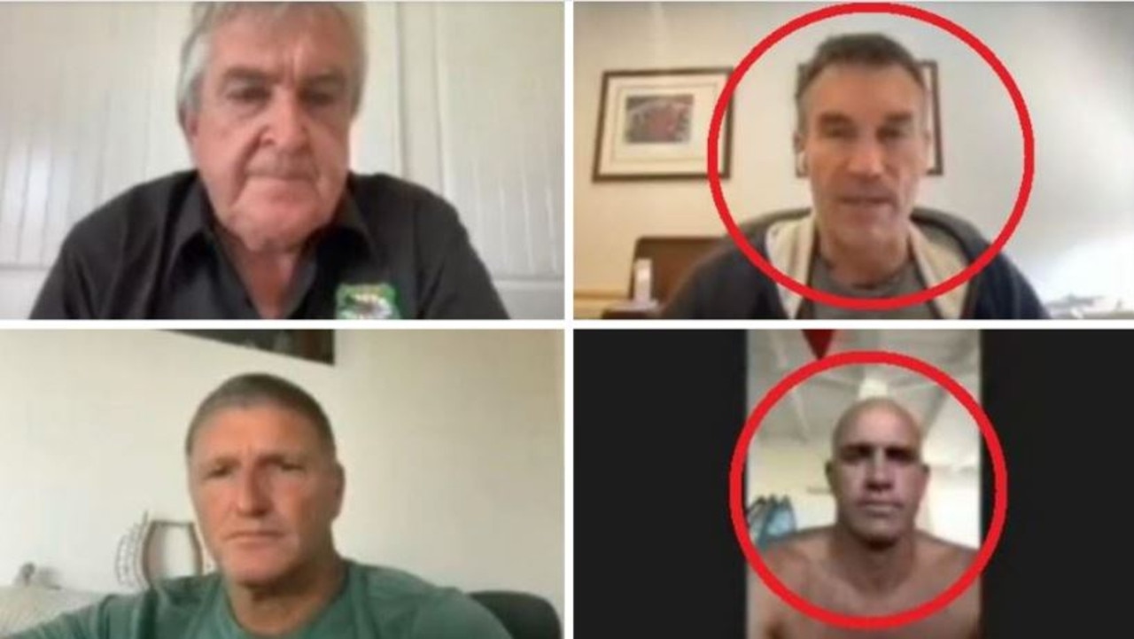 Pat Cash (top right) and Kelly Slater (bottom right) have both appeared in a "cooker" chat. Picture: Twitter/@KenBerhan