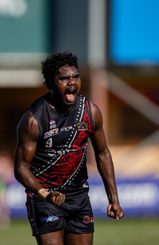 Anthony Munkara as St Mary's took on the Tiwi Bombers in the 2024-25 NTFL men's semi-final. Picture: Pema Tamang Pakhrin