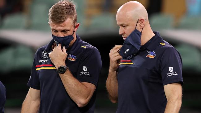 Matthew Nicks (right) has said the Adelaide Crows will look to improve their footy department.