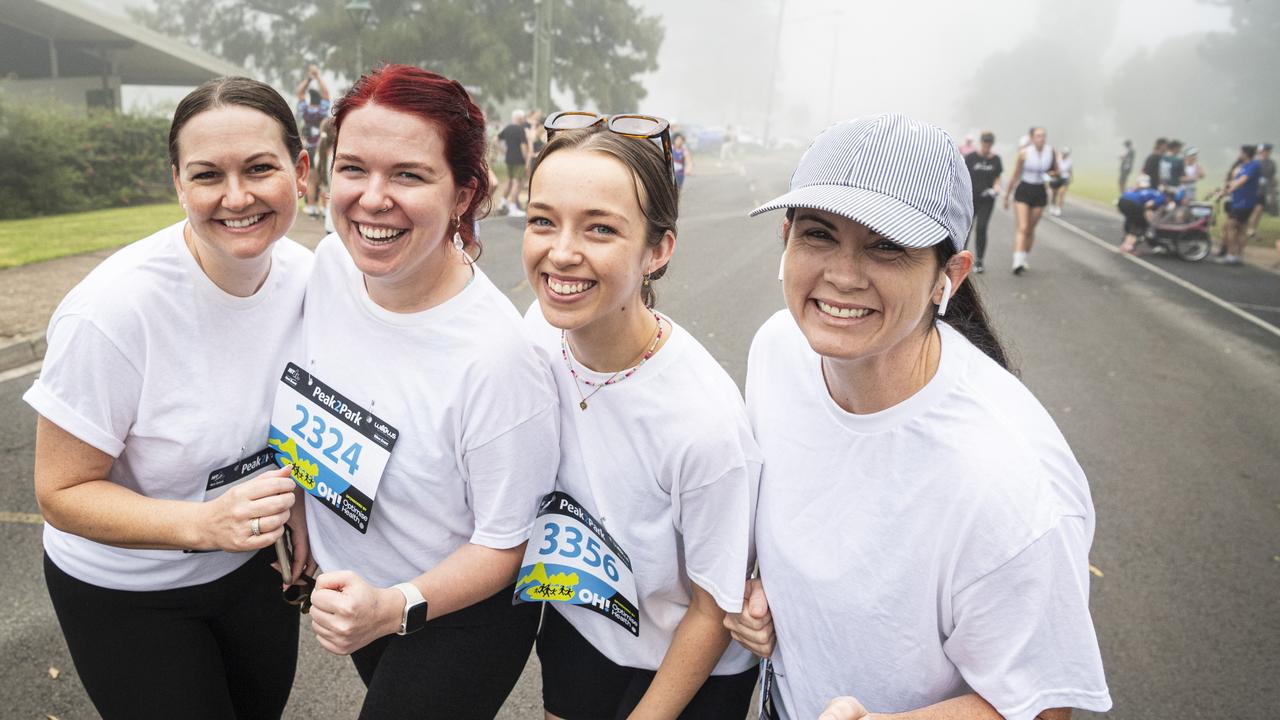 Toowoomba Dental team members (from left) Cat Bethell, Georgia Peters, Annie Wauchope and Tahlea Eastwood at Peak2Park, Sunday, March 3, 2024. Picture: Kevin Farmer