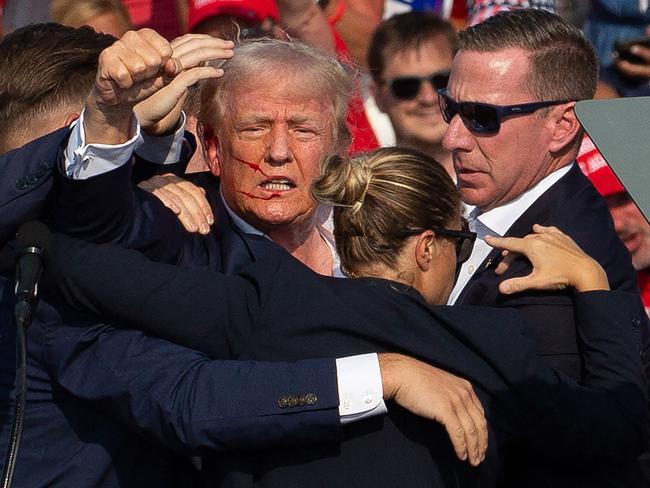 Donald Trump was grazed by a bullet. Picture: Rebecca Droke/AFP