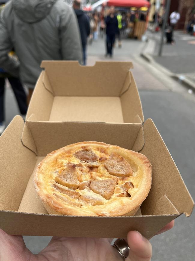 Gemdale Farm’s baked apple and custard tart is another delicious sweet option available at the Farm Gate Market. Picture Alix Davis