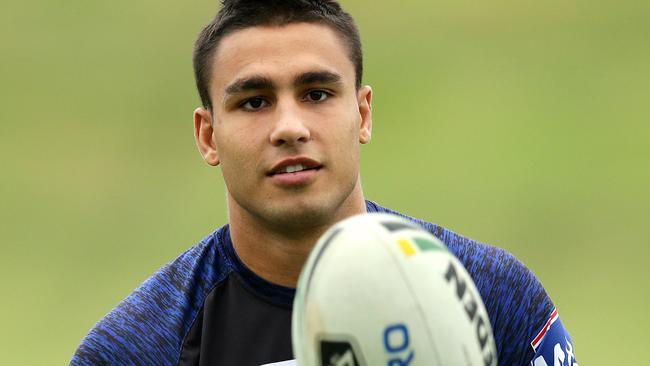 Michael Lichaa warms up for the Canterbury Bankstown Bulldogs training session at Belmore Oval ,Belmore.Picture Gregg Porteous