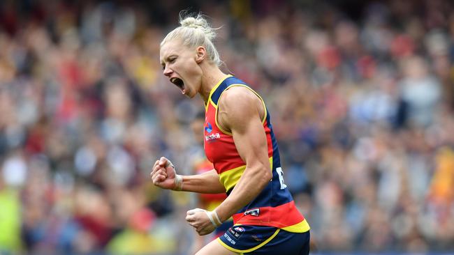 Erin Phillips was having a huge say on the game before her left knee buckled. Pic: AAP