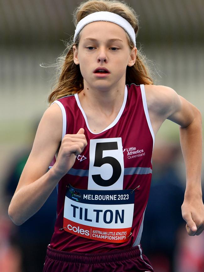 Noah Tilton (QLD) competes in the Boys U14 1500m Walk.